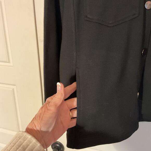 Onque Black Cropped Lightweight Longsleeve Button Front Pockets Jacket PL - Picture 3 of 7